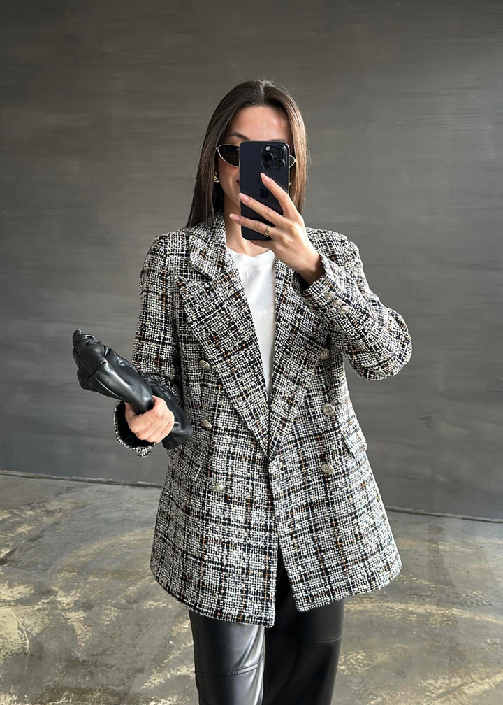 Tüvit Sim Geçişli Blazer EKRU