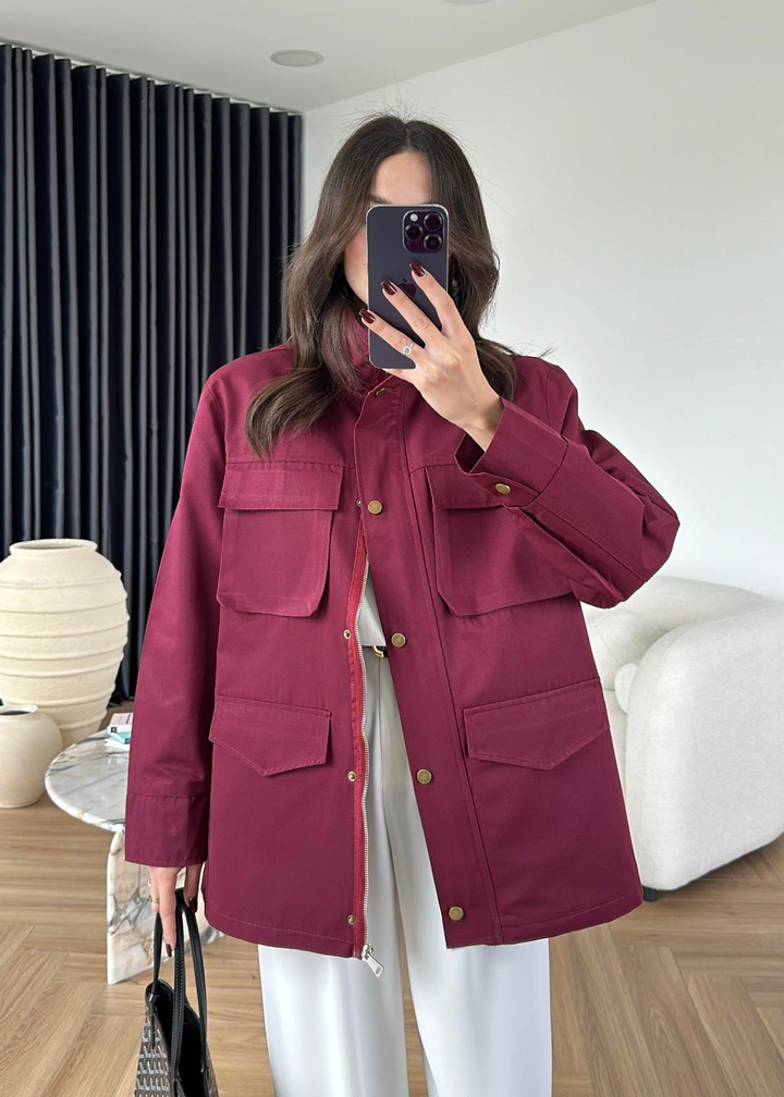 Vatkalı Parka Ceket BORDO