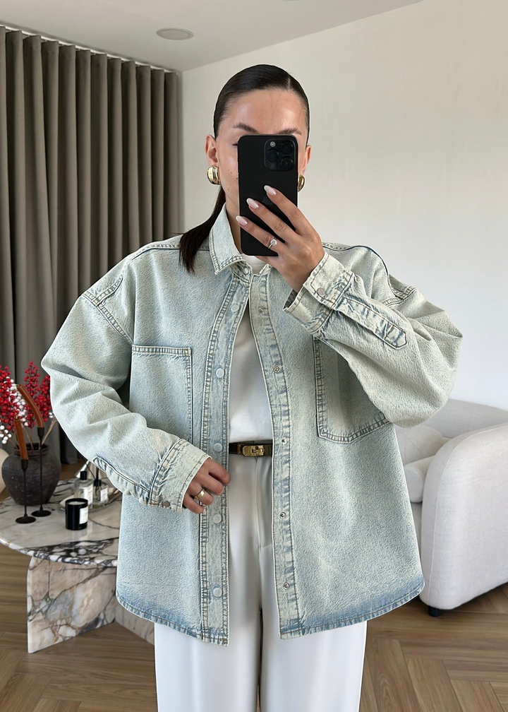 Violet Muadil Denim Gömlek BUZ MAVİ