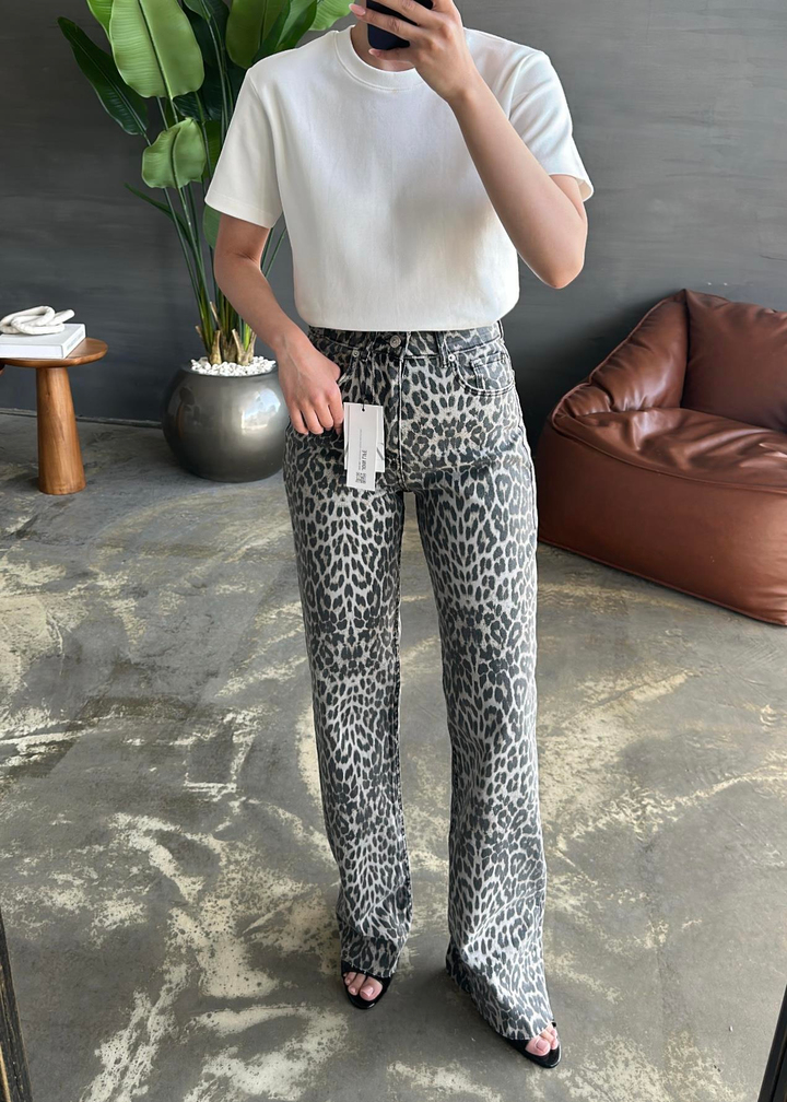 Wide Leg Leopar Jean RENKLİ