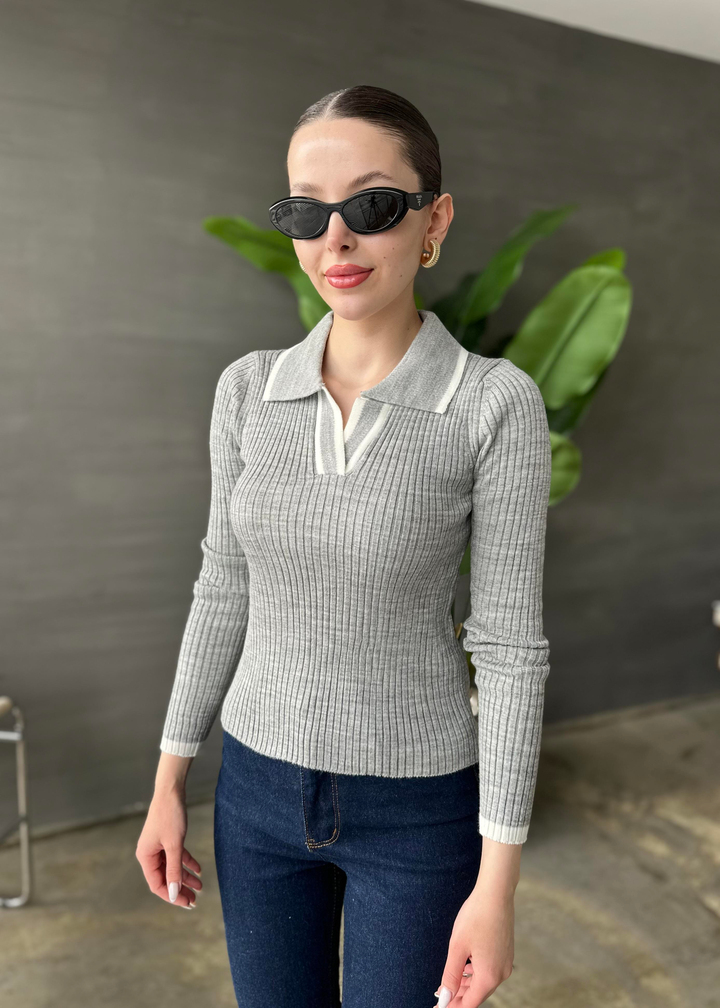 YKS Polo Yakalı Kazak GRİ