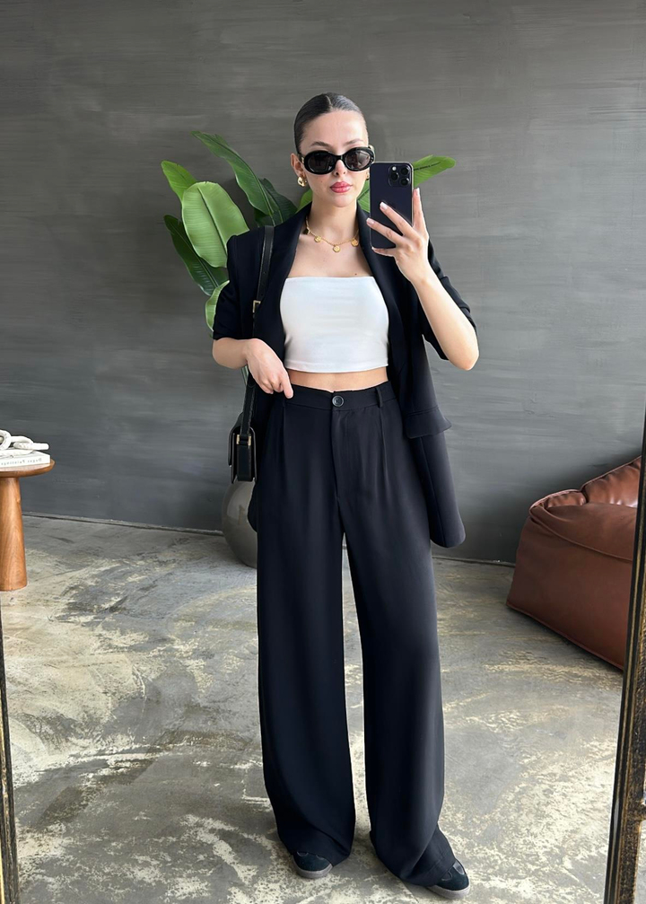ZR Tek Pileli Pantolon SİYAH