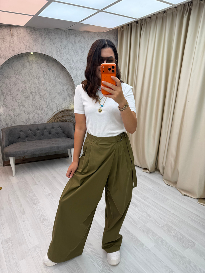 Beli Lastikli Pantolon Etek Haki