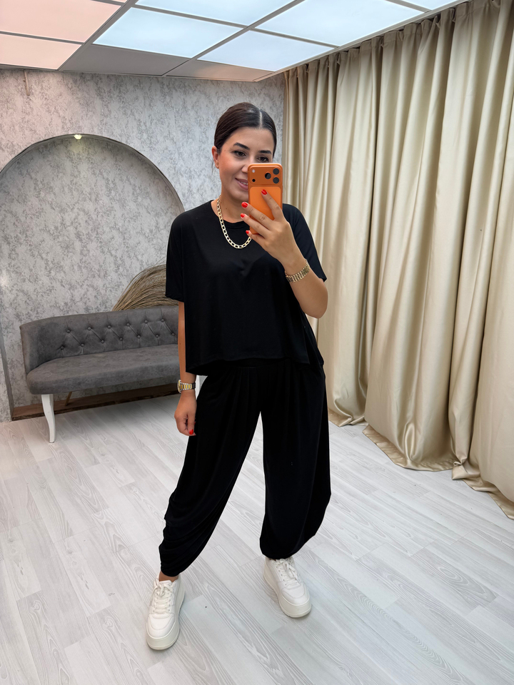 Döküm Şalvar Pantolon Takım Siyah