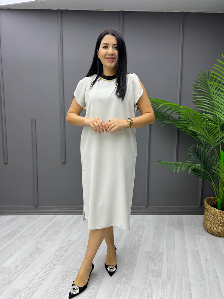 Marka Model Ribanalı Şifon Elbise Taş