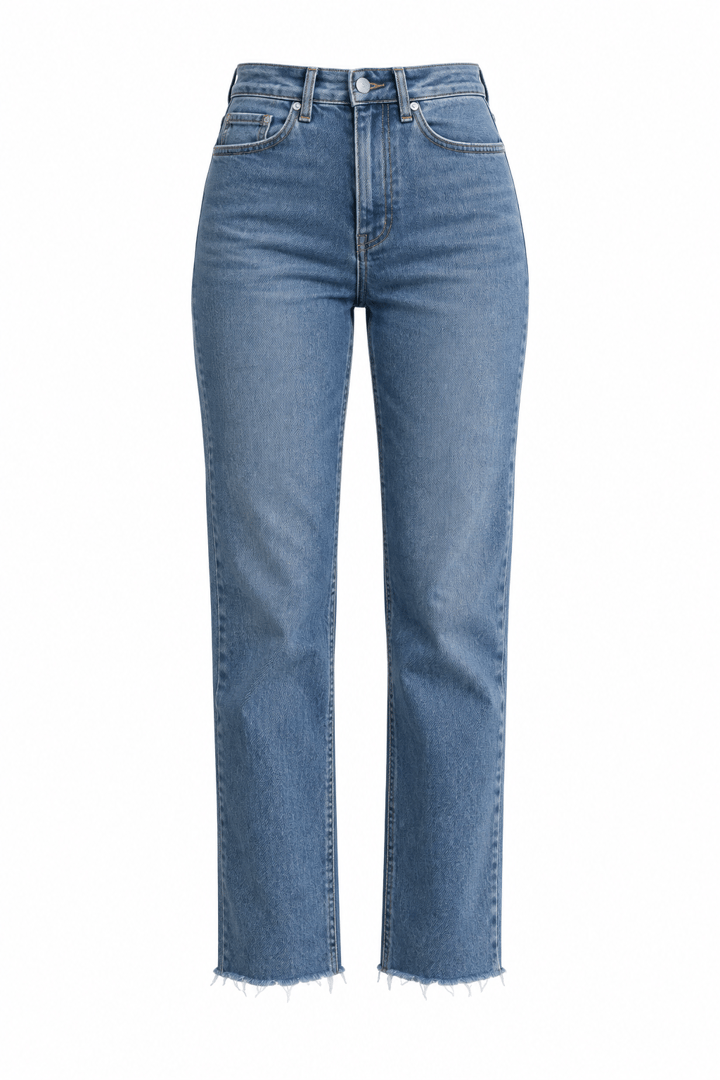Paça Kesik Boyfit Denim Pantolon Açık Mavi