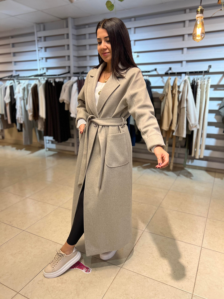 Premium Torba Cep Kaşe Kaban Bej