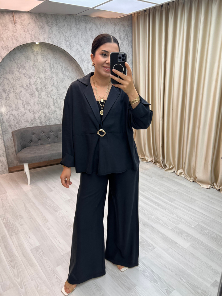 Tensel Tokalı Bluz Takım Lacivert