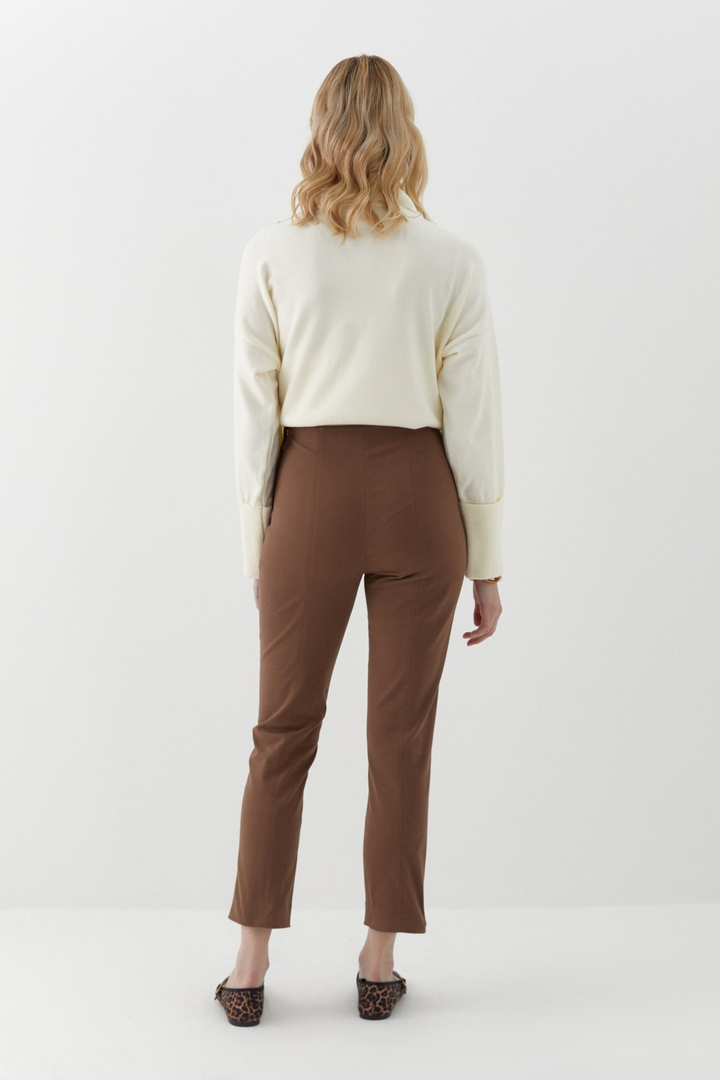 Beli Lastikli Gabardin Pantolon Taba