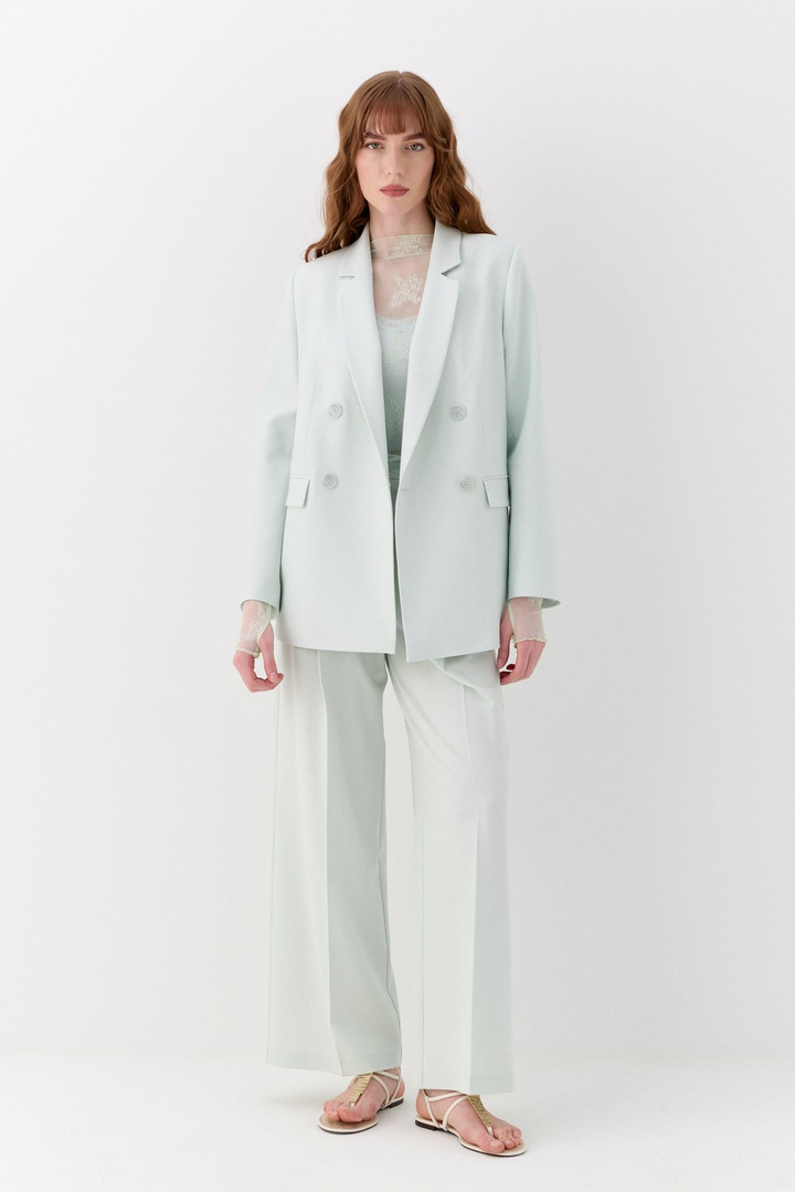 Kuşak Detaylı Blazer Ceket Mint