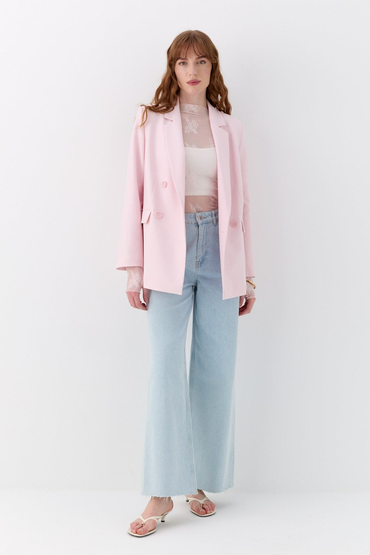Kuşak Detaylı Blazer Ceket Pembe