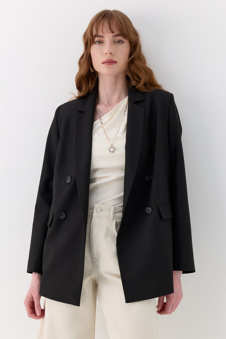 Kuşak Detaylı Blazer Ceket Siyah