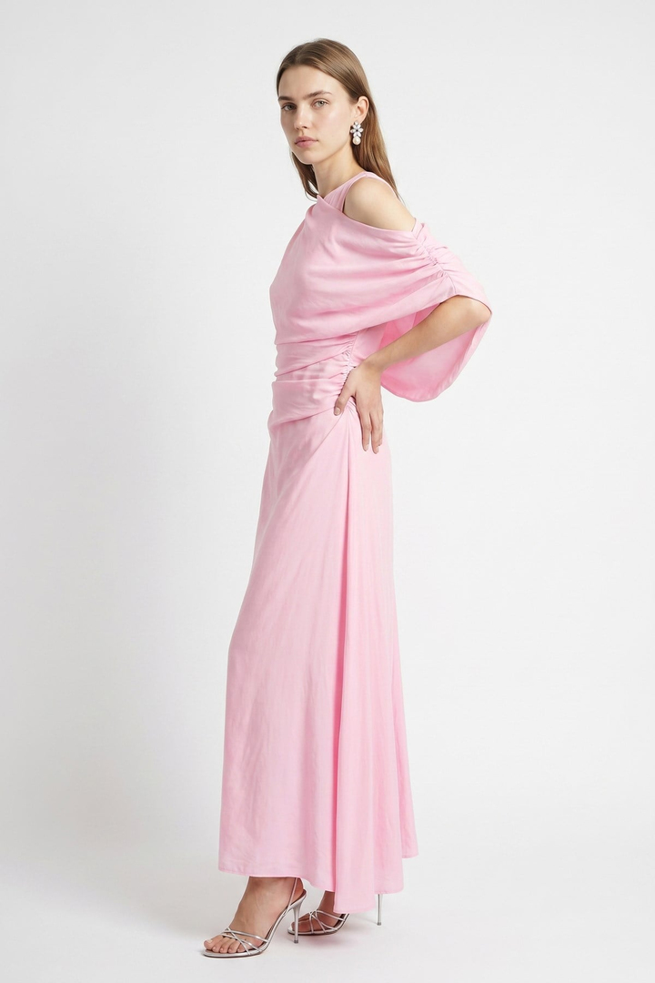 Şal Detaylı Elbise Pembe