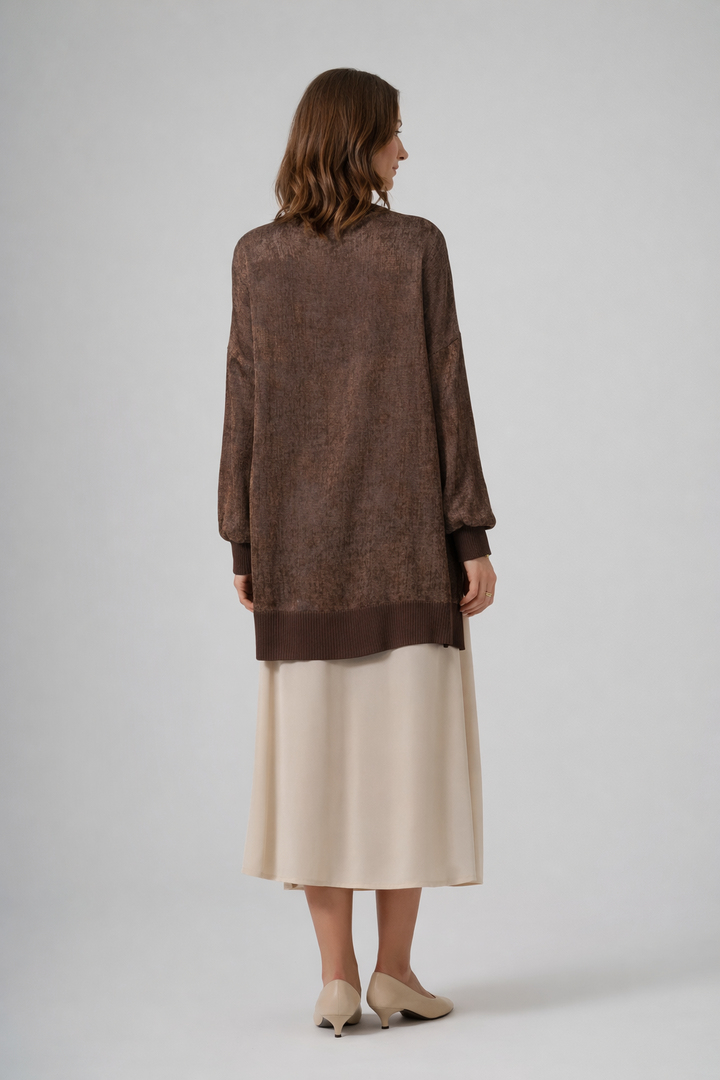 Nuss 3013 Parlak Dokulu Tunik – Kahve