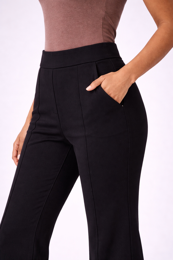 SENTEZ 5536 SİYAH NERVÜRLÜ BAMBU DUBLE PAÇA PANTOLON