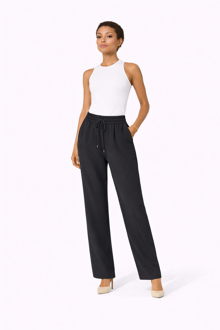 SENTEZ 5618 SİYAH ELEGANCE BELİ LASTİKLİ DAR PAÇA PANTOLON