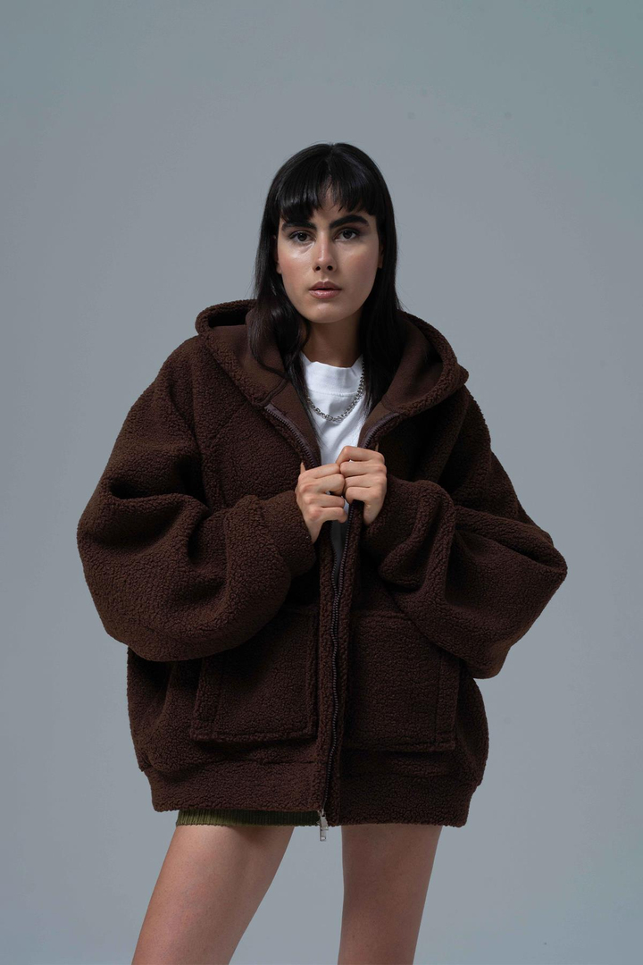 Soft Haven Oversize Welsoft Sweatshirt Kadın Kahverengi