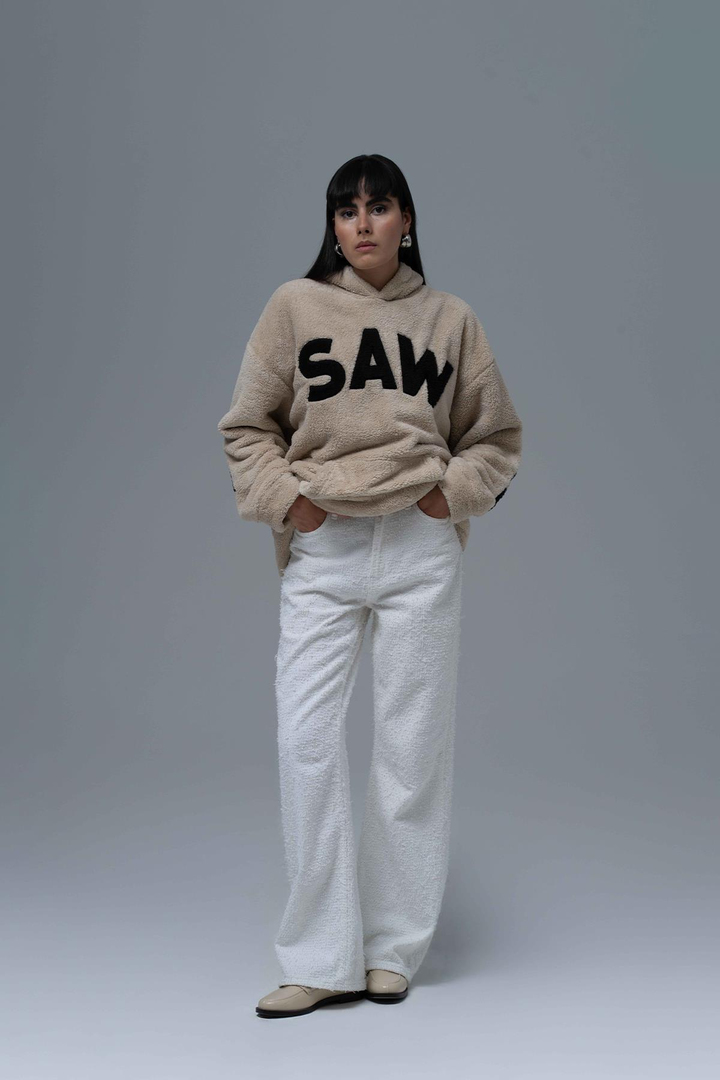 Time Of Choose Oversize Welsoft Sweatshirt Kadın Ekru