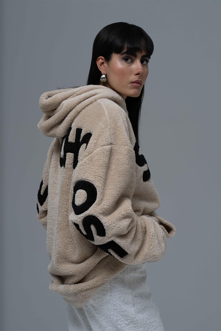 Time Of Choose Oversize Welsoft Sweatshirt Kadın Ekru
