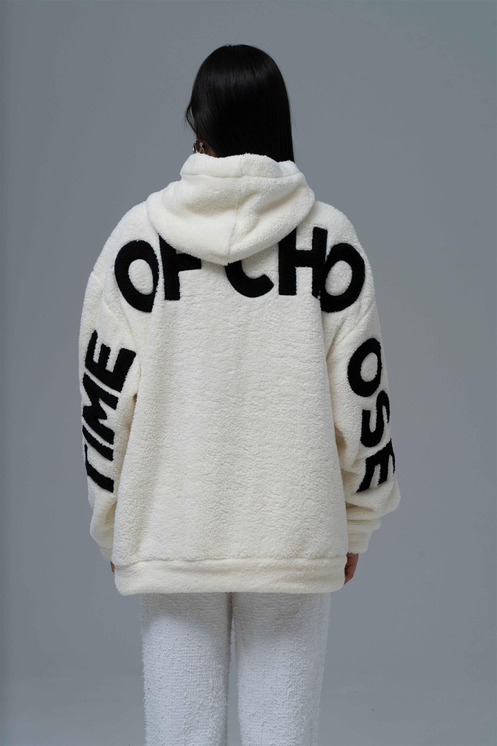 Time Of Choose Oversize Welsoft Sweatshirt Kadın Açık Bej