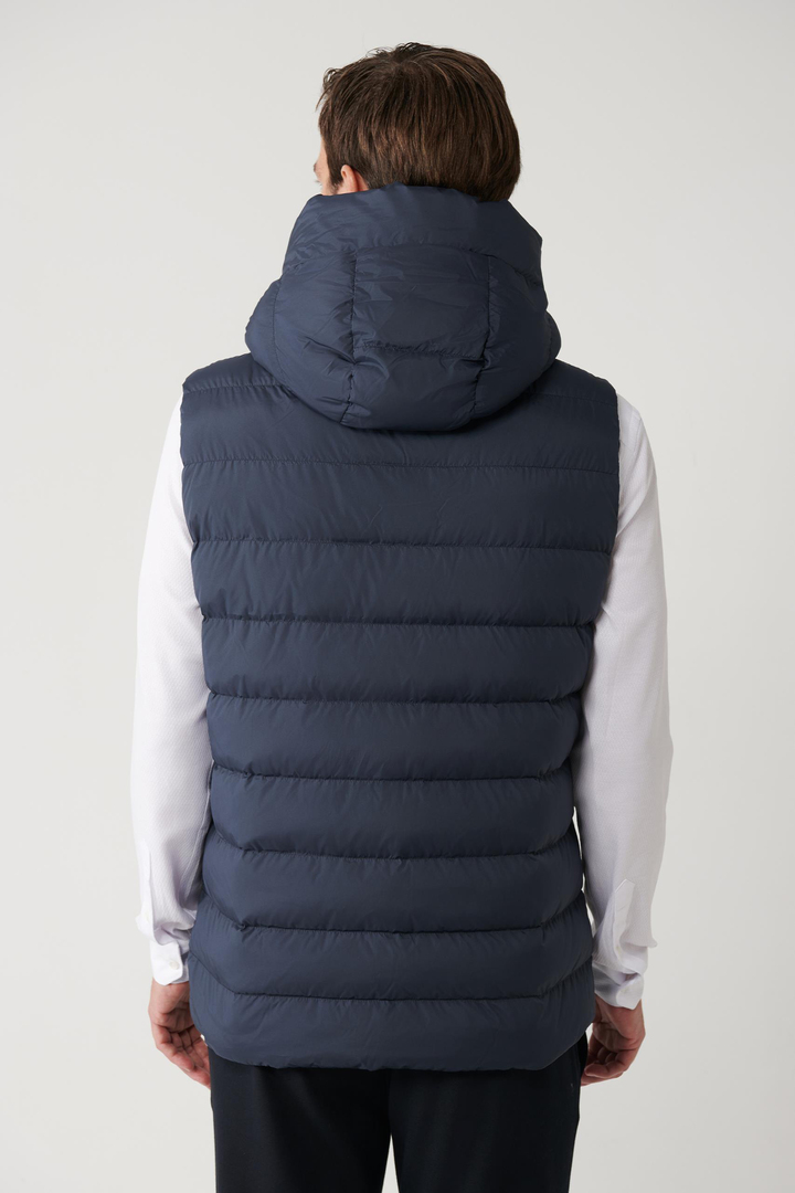 Navy Water Repellent Goose Down Hooded Gilet