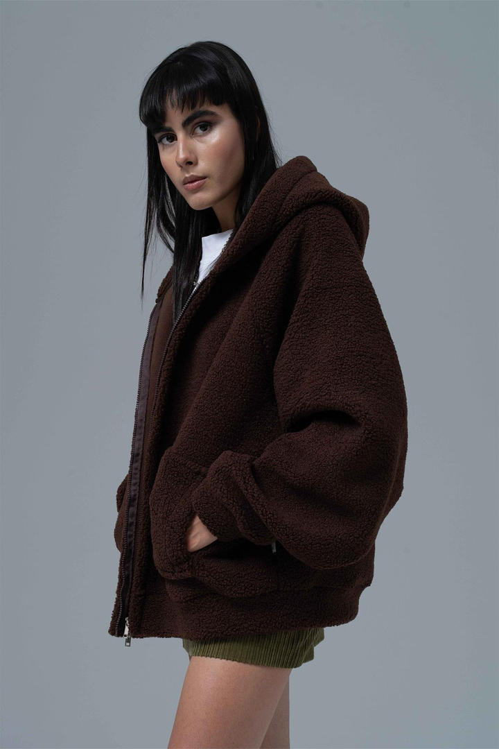 Soft Haven Oversize Welsoft Sweatshirt Kadın Kahverengi