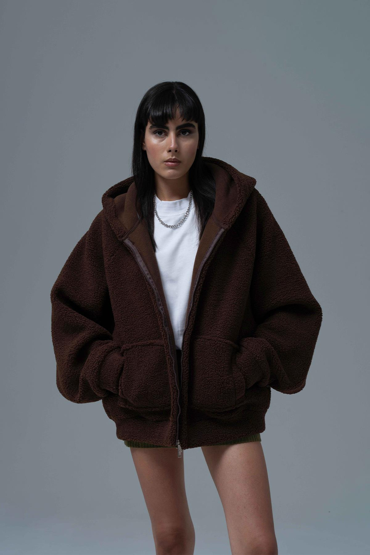 Soft Haven Oversize Welsoft Sweatshirt Kadın Kahverengi