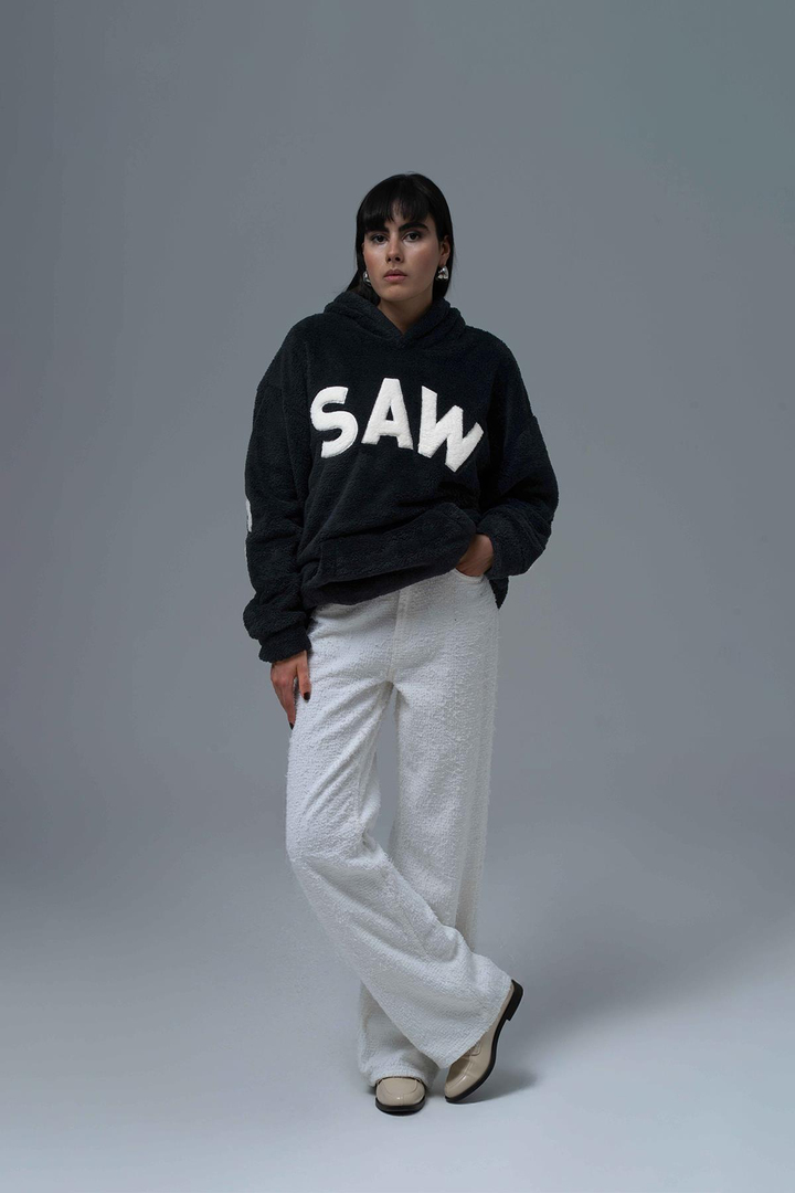 Time Of Choose Oversize Welsoft Sweatshirt Kadın Siyah