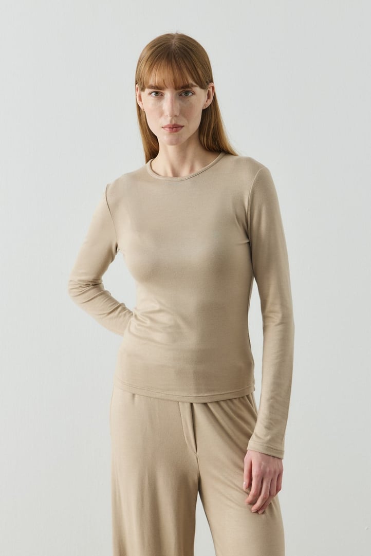 Bej Basic Uzun Kollu Body