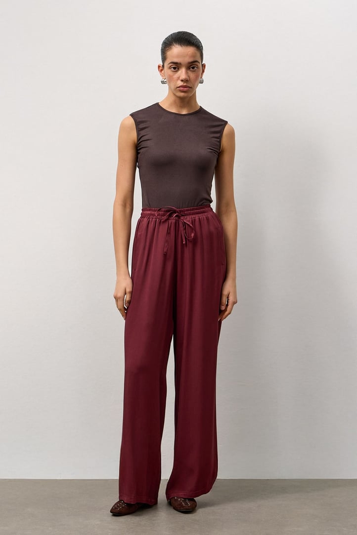 Bordo Relax Fit Bol Paça Pantolon