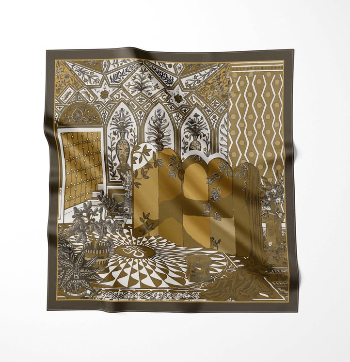 Kahverengi Alhambra Desen Omuz Şal Eşarp