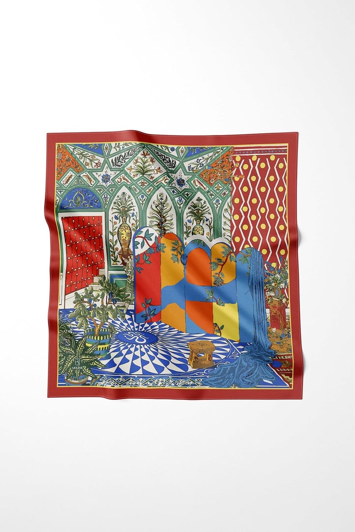 Kırmızı Alhambra Desen Omuz Şal Eşarp