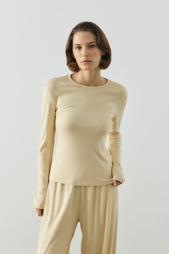 Sarı Basic Uzun Kollu Body