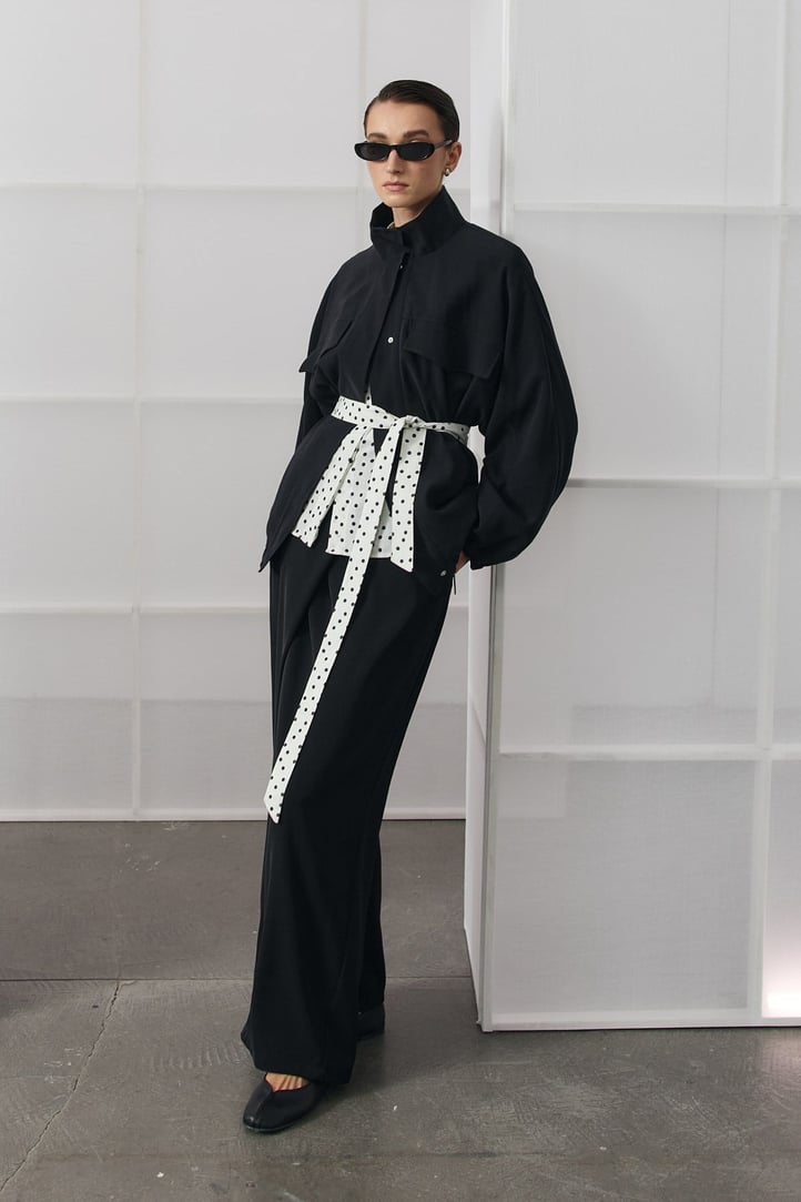 Siyah Oversize Dik Yakalı Bomber Ceket