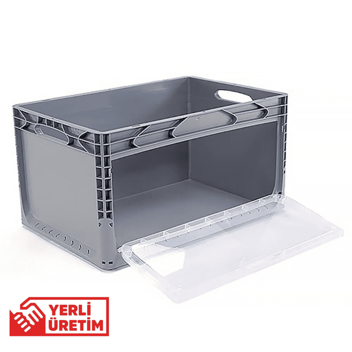 1.Kalite Yandan Kapaklı Siyah Plastik Kasa 60x40x32 cm - Kokusuz