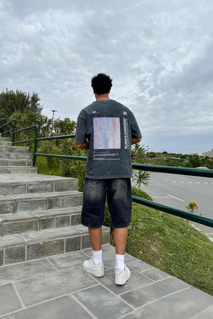 1989 Baskılı Acid Wash Oversize Tişört