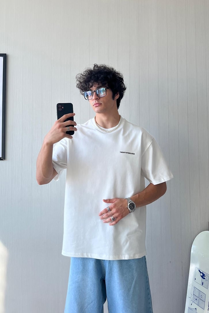 25twelve Baskılı Basic Oversize Tişört