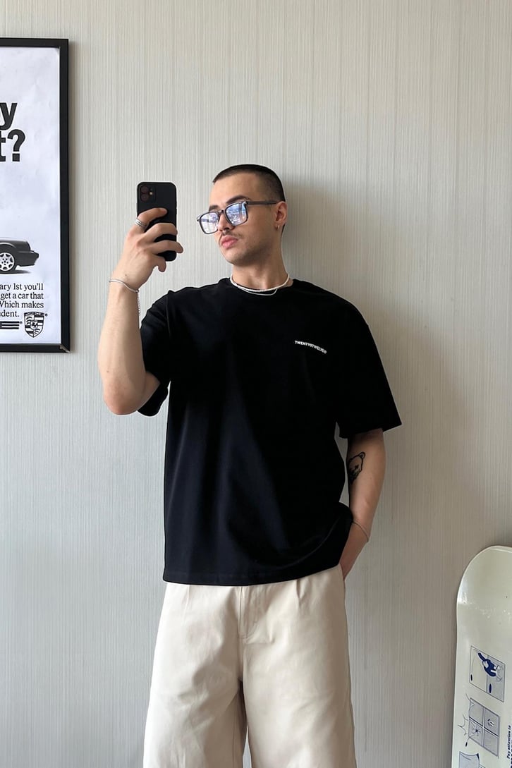 25twelve Baskılı Basic Oversize Tişört