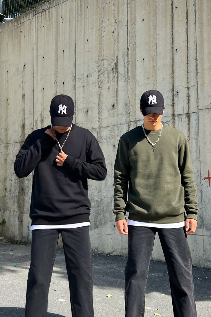 2'li Basic Siyah-Haki Sweatshirt