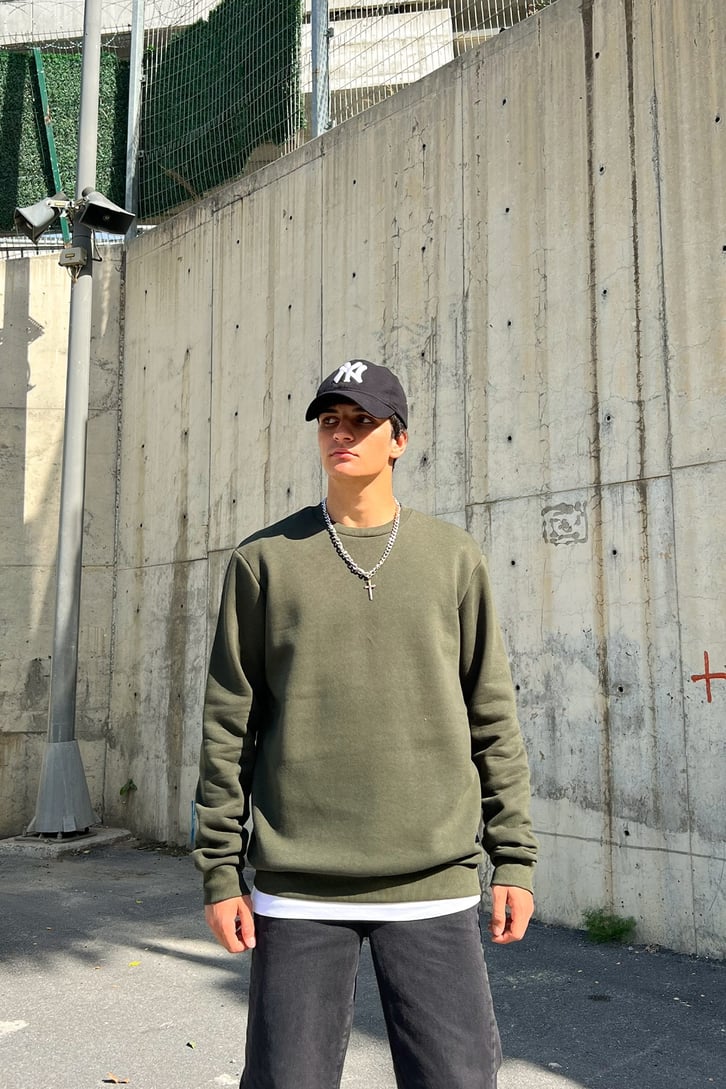 2'li Basic Siyah-Haki Sweatshirt