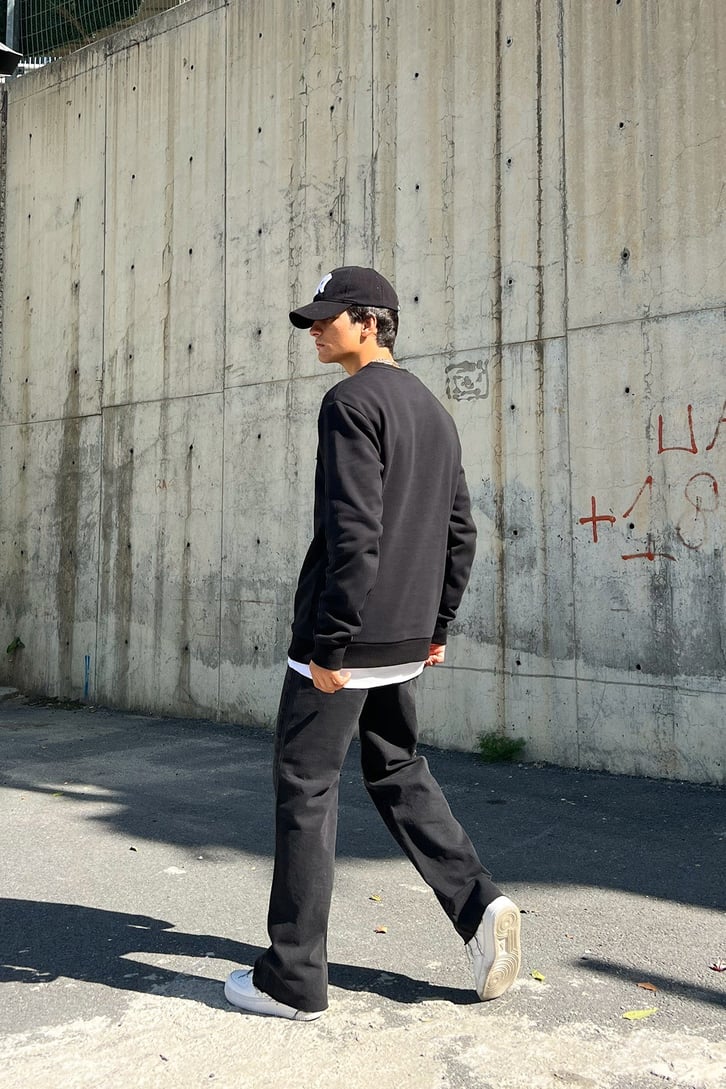 2'li Basic Siyah-Haki Sweatshirt