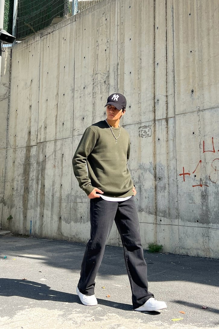 2'li Basic Siyah-Haki Sweatshirt