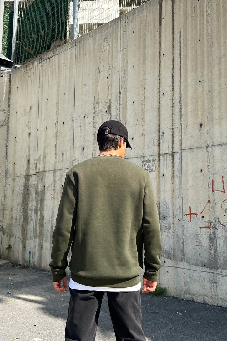 2'li Basic Siyah-Haki Sweatshirt