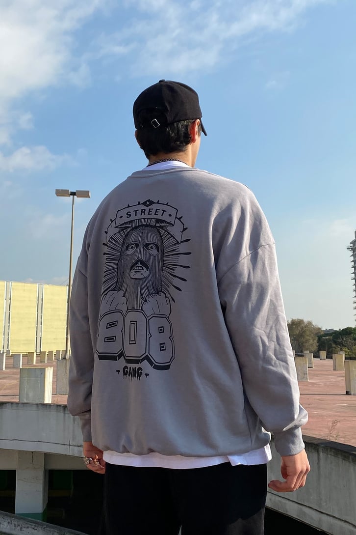 808 Gang Oversize Gri Sweatshirt