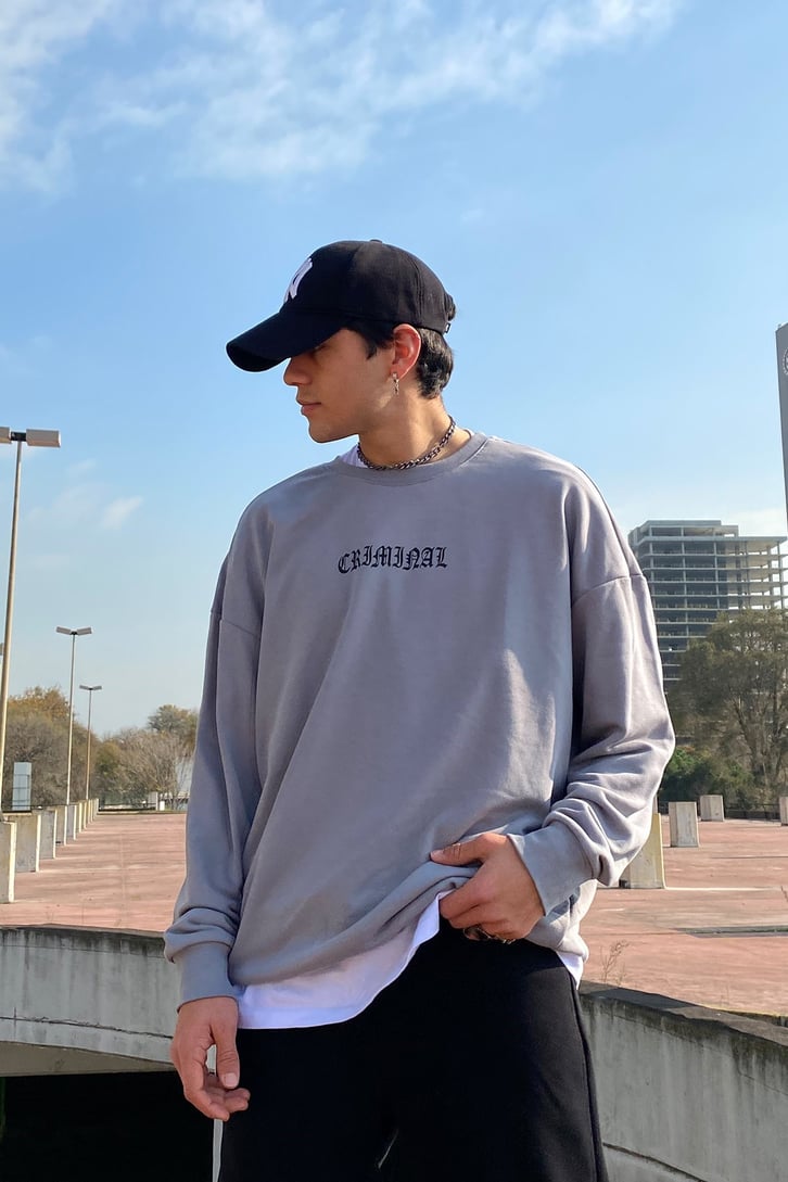 808 Gang Oversize Gri Sweatshirt