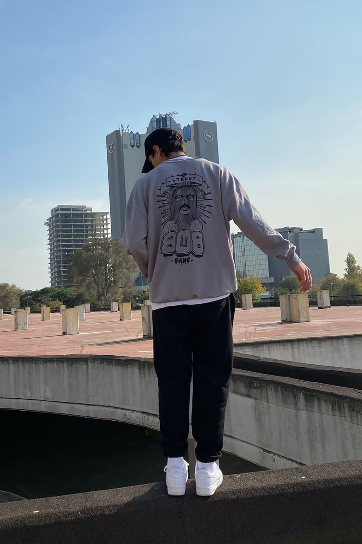 808 Gang Oversize Gri Sweatshirt