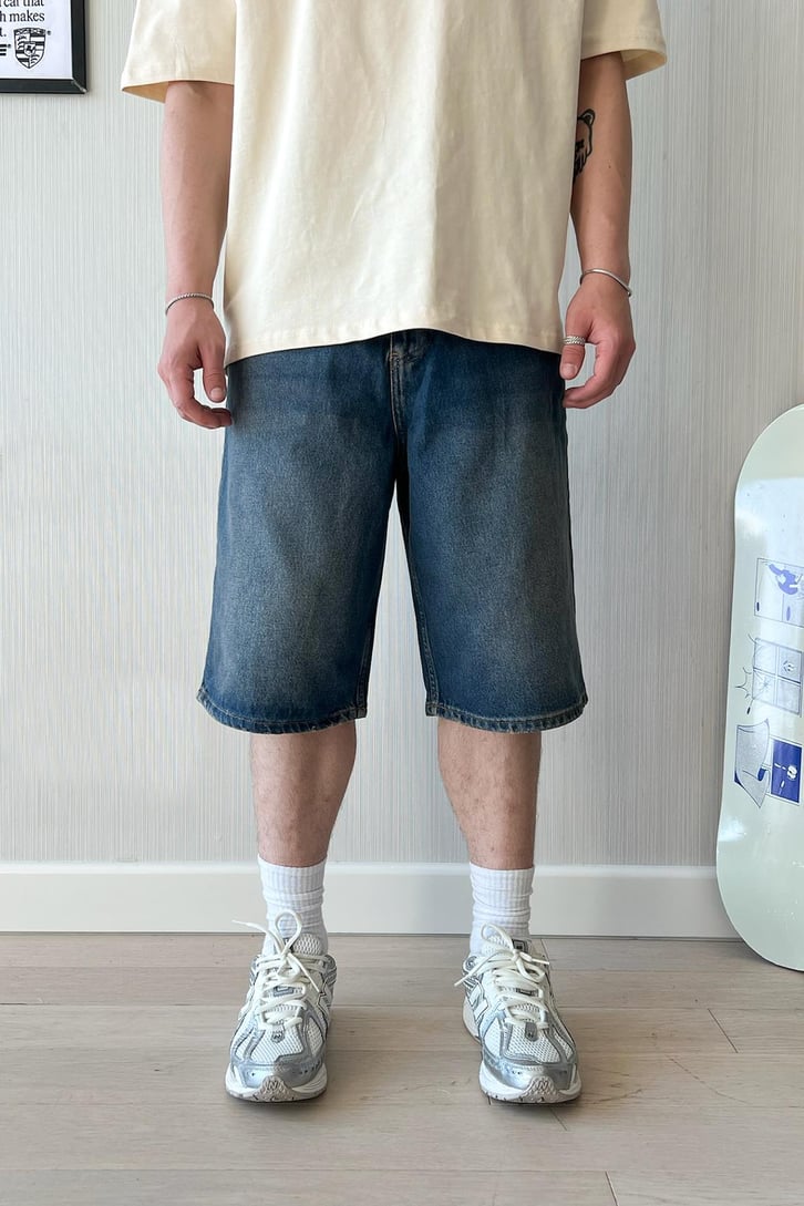 90's Vintage Yıkama Baggy Şort