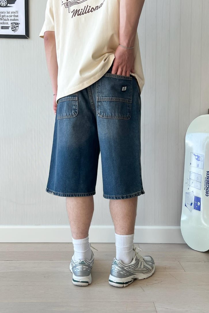 90's Vintage Yıkama Baggy Şort