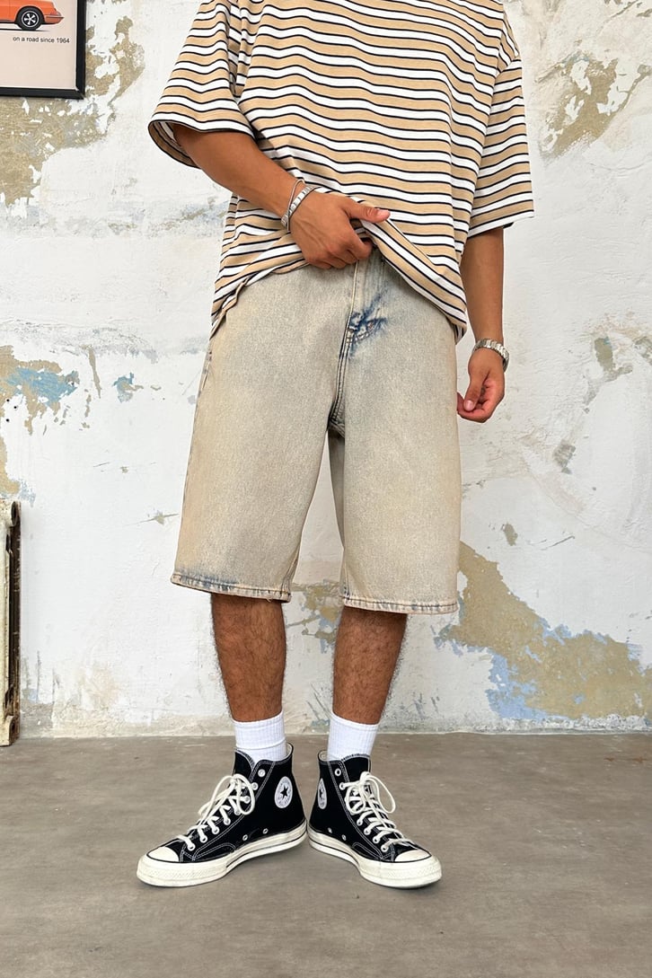 90's Vintage Yıkama Baggy Şort