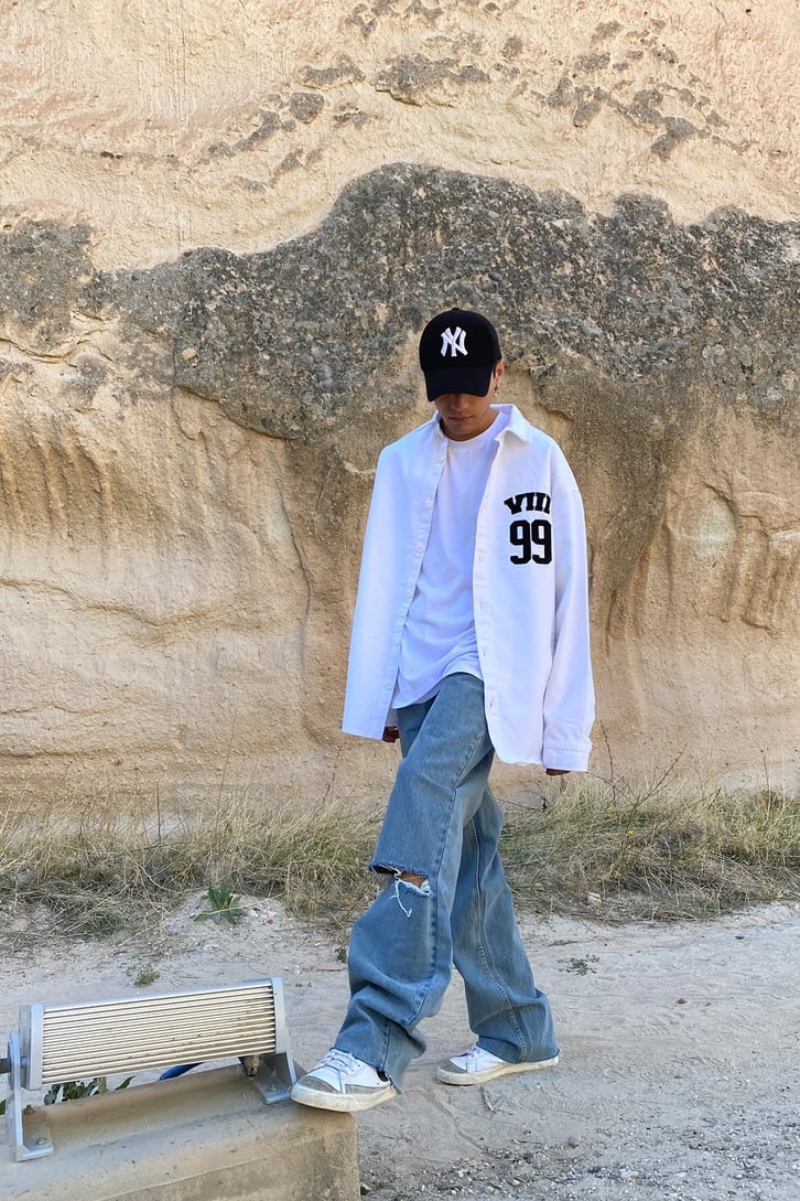 99 BASKILI OVERSIZE GÖMLEK CEKET